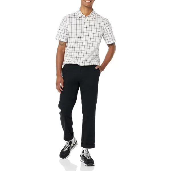 Amazon Essentials Mens ShortSleeve Stretch Poplin Shirt Available in Big amp TallPinkWhite Buffalo Plaid