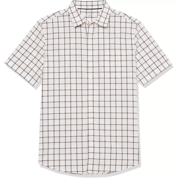 Amazon Essentials Mens ShortSleeve Stretch Poplin Shirt Available in Big amp TallPinkWhite Buffalo Plaid