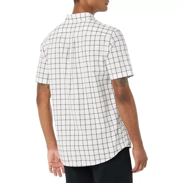 Amazon Essentials Mens ShortSleeve Stretch Poplin Shirt Available in Big amp TallPinkWhite Buffalo Plaid