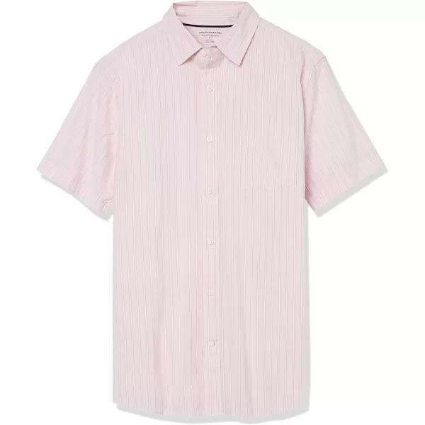 Amazon Essentials Mens ShortSleeve Stretch Poplin Shirt Available in Big amp TallPinkWhite Stripe