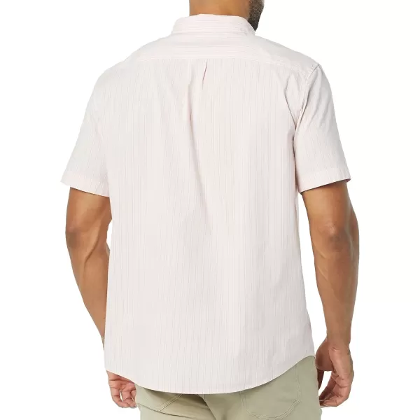 Amazon Essentials Mens ShortSleeve Stretch Poplin Shirt Available in Big amp TallPinkWhite Stripe