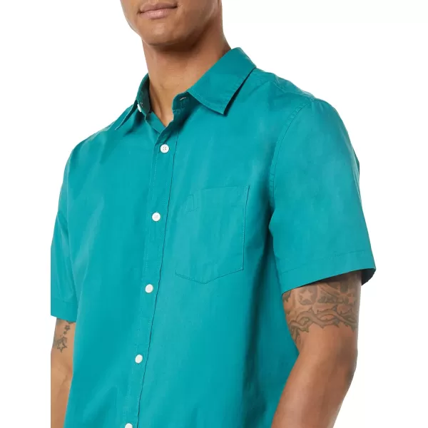 Amazon Essentials Mens ShortSleeve Stretch Poplin Shirt Available in Big amp TallTeal Blue