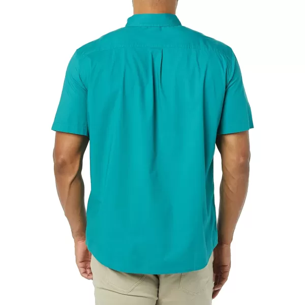 Amazon Essentials Mens ShortSleeve Stretch Poplin Shirt Available in Big amp TallTeal Blue