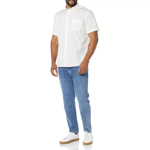 Amazon Essentials Mens ShortSleeve Stretch Poplin Shirt Available in Big amp TallWhite