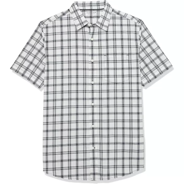 Amazon Essentials Mens ShortSleeve Stretch Poplin Shirt Available in Big amp TallWhiteNavy Plaid