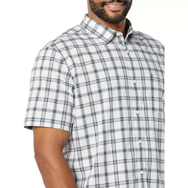 Amazon Essentials Mens ShortSleeve Stretch Poplin Shirt Available in Big amp TallWhiteNavy Plaid