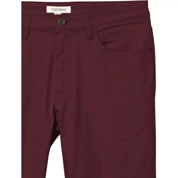 Amazon Essentials Mens SkinnyFit 5Pocket Comfort Stretch Chino Pant Previously GoodthreadsBurgundy