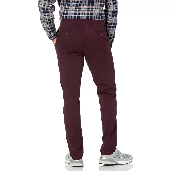 Amazon Essentials Mens SkinnyFit Casual Stretch Chino PantBurgundy