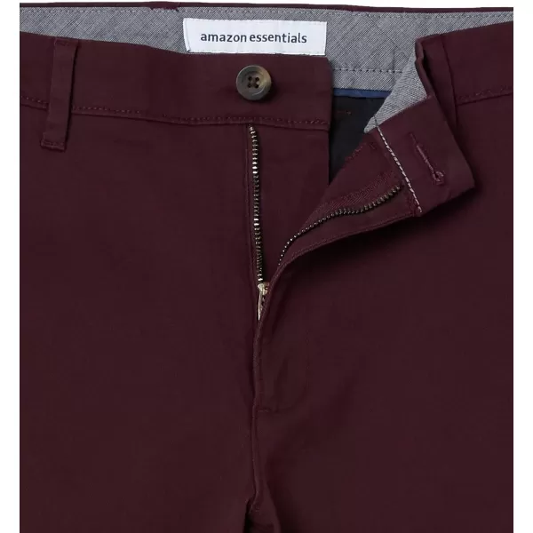 Amazon Essentials Mens SkinnyFit Casual Stretch Chino PantBurgundy