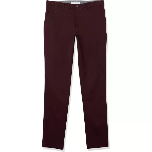 Amazon Essentials Mens SkinnyFit Casual Stretch Chino PantBurgundy