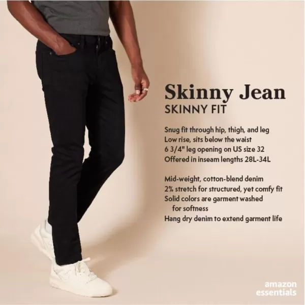 Amazon Essentials Mens SkinnyFit Stretch JeanBlack