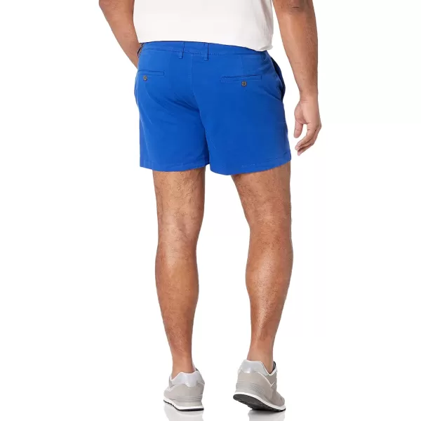 Amazon Essentials Mens SlimFit 5 FlatFront Comfort Stretch Chino Short Previously GoodthreadsBright Blue