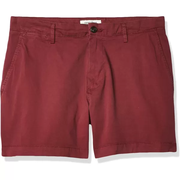 Amazon Essentials Mens SlimFit 5 FlatFront Comfort Stretch Chino Short Previously GoodthreadsBurgundy