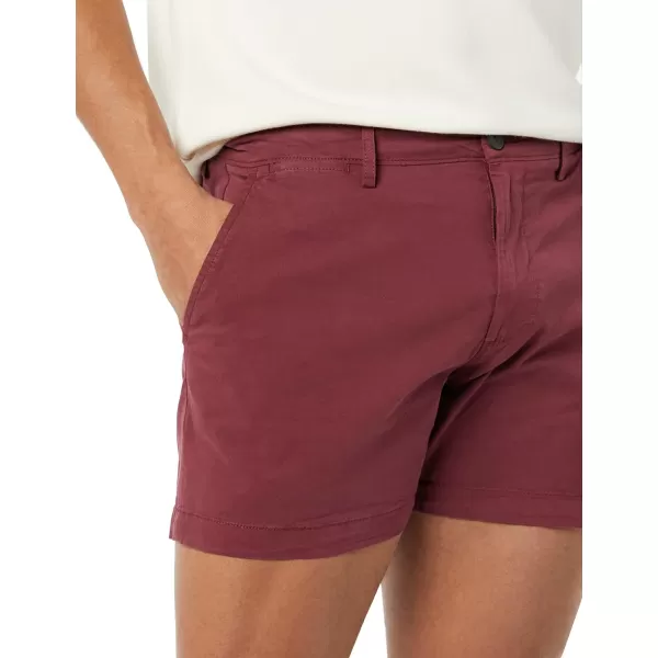 Amazon Essentials Mens SlimFit 5 FlatFront Comfort Stretch Chino Short Previously GoodthreadsBurgundy