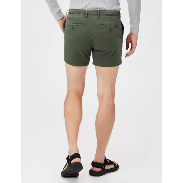 Amazon Essentials Mens SlimFit 5 FlatFront Comfort Stretch Chino Short Previously GoodthreadsDark Green