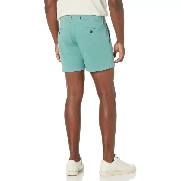 Amazon Essentials Mens SlimFit 5 FlatFront Comfort Stretch Chino Short Previously GoodthreadsDuck Egg Blue