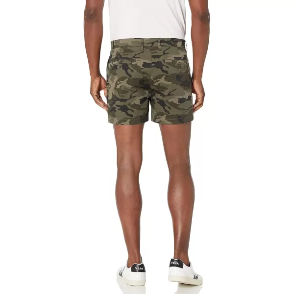 Amazon Essentials Mens SlimFit 5 FlatFront Comfort Stretch Chino Short Previously GoodthreadsGreen Camo