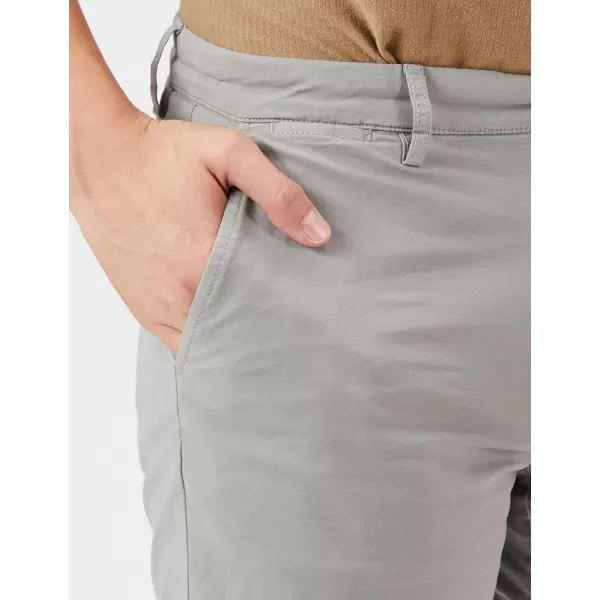 Amazon Essentials Mens SlimFit 5 FlatFront Comfort Stretch Chino Short Previously GoodthreadsLight Grey