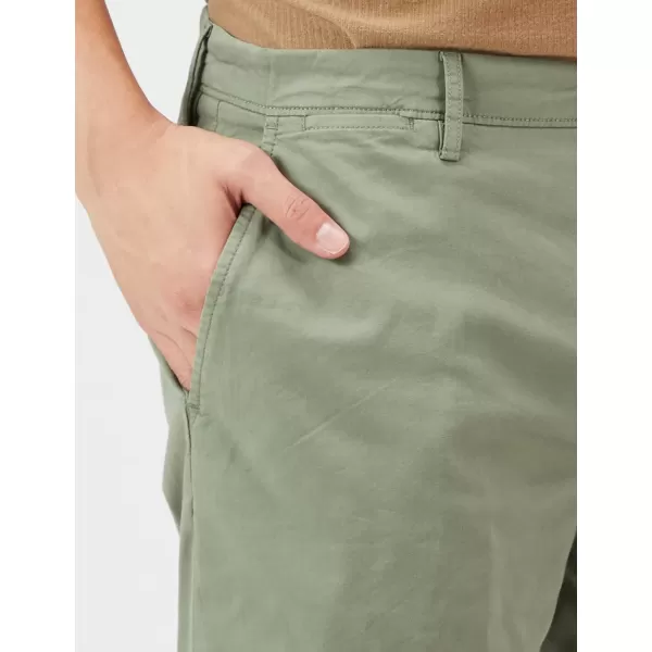 Amazon Essentials Mens SlimFit 5 FlatFront Comfort Stretch Chino Short Previously GoodthreadsLight Military Green