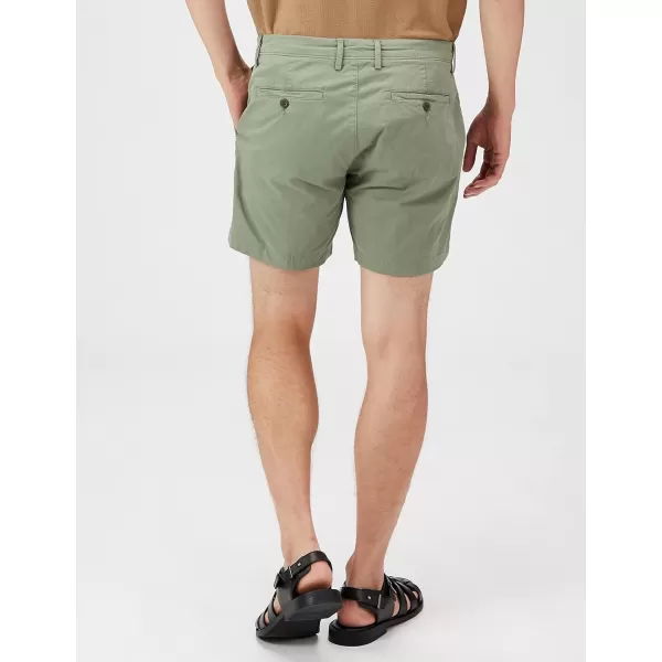 Amazon Essentials Mens SlimFit 5 FlatFront Comfort Stretch Chino Short Previously GoodthreadsLight Military Green