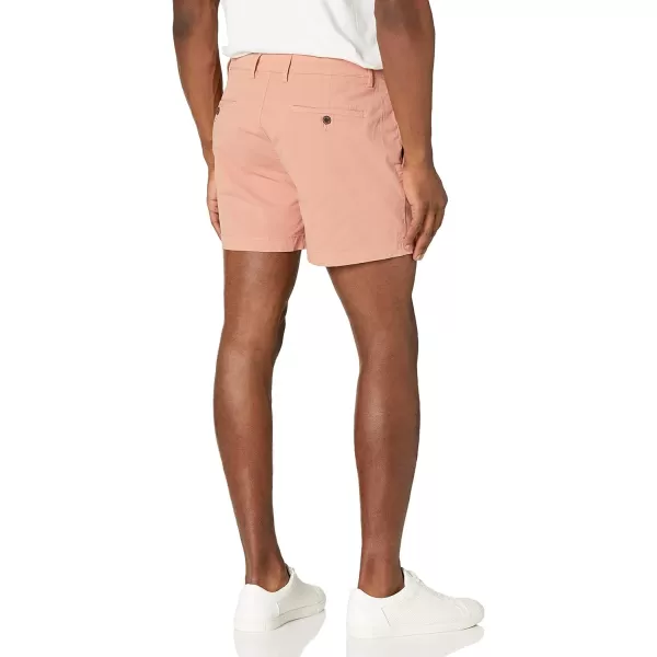 Amazon Essentials Mens SlimFit 5 FlatFront Comfort Stretch Chino Short Previously GoodthreadsLight Tan