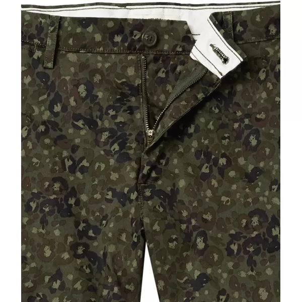 Amazon Essentials Mens SlimFit 5 FlatFront Comfort Stretch Chino Short Previously GoodthreadsOlive Camo