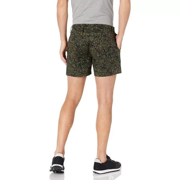 Amazon Essentials Mens SlimFit 5 FlatFront Comfort Stretch Chino Short Previously GoodthreadsOlive Camo