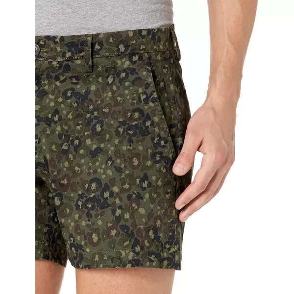 Amazon Essentials Mens SlimFit 5 FlatFront Comfort Stretch Chino Short Previously GoodthreadsOlive Camo