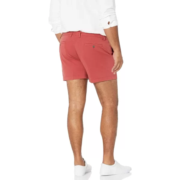 Amazon Essentials Mens SlimFit 5 FlatFront Comfort Stretch Chino Short Previously GoodthreadsWashed Red