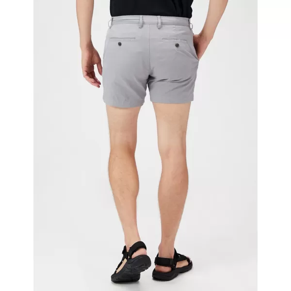 Amazon Essentials Mens SlimFit 5 Lightweight Comfort Stretch Oxford Short Previously GoodthreadsMetallic Silver