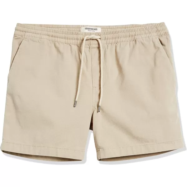 Amazon Essentials Mens SlimFit 5 Pullon Comfort Stretch Canvas Short Previously GoodthreadsLight Khaki Brown