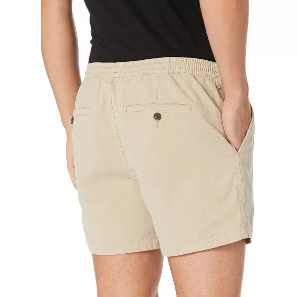 Amazon Essentials Mens SlimFit 5 Pullon Comfort Stretch Canvas Short Previously GoodthreadsLight Khaki Brown