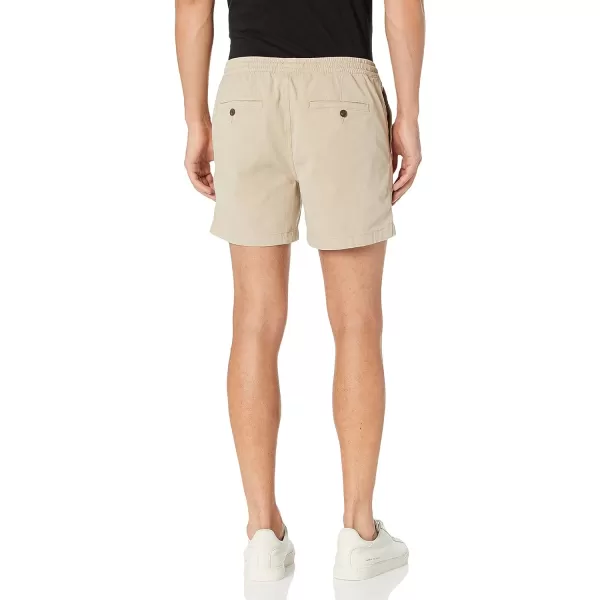 Amazon Essentials Mens SlimFit 5 Pullon Comfort Stretch Canvas Short Previously GoodthreadsLight Khaki Brown