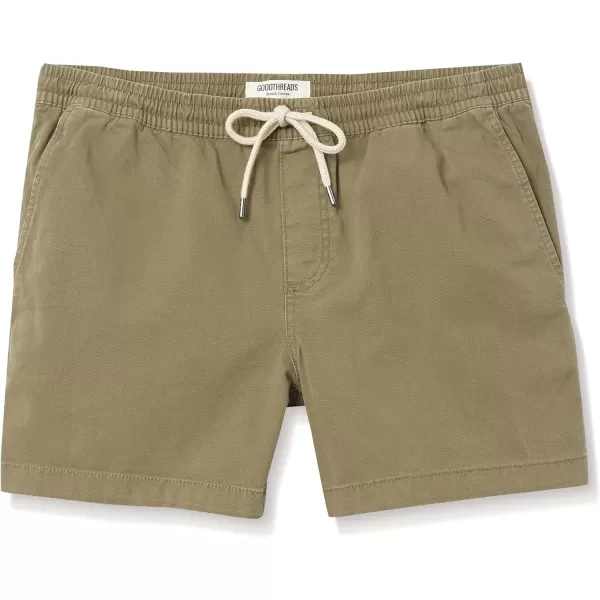 Amazon Essentials Mens SlimFit 5 Pullon Comfort Stretch Canvas Short Previously GoodthreadsOlive