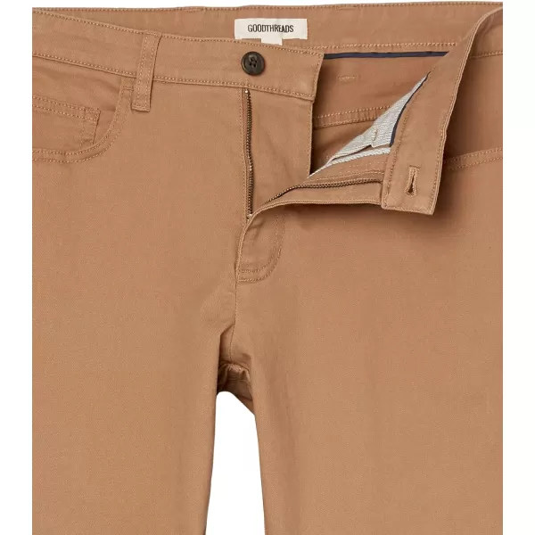 Amazon Essentials Mens SlimFit 5Pocket Comfort Stretch Chino Pant Previously GoodthreadsLight Khaki Brown