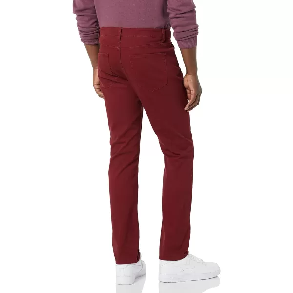 Amazon Essentials Mens SlimFit 5Pocket Stretch Twill PantBurgundy