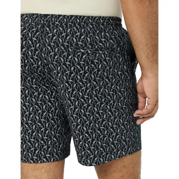 Amazon Essentials Mens SlimFit 7 Pullon Comfort Stretch Canvas Short Previously GoodthreadsBlack White Wheat Print