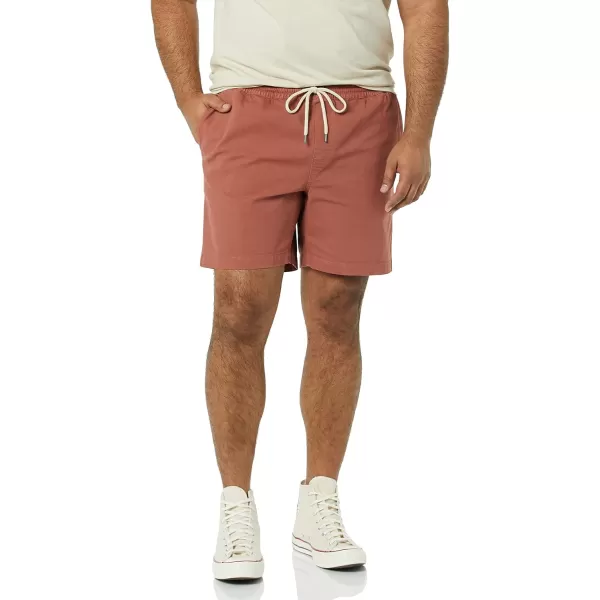 Amazon Essentials Mens SlimFit 7 Pullon Comfort Stretch Canvas Short Previously GoodthreadsClay