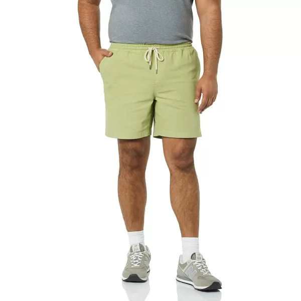 Amazon Essentials Mens SlimFit 7 Pullon Comfort Stretch Canvas Short Previously GoodthreadsLight Olive