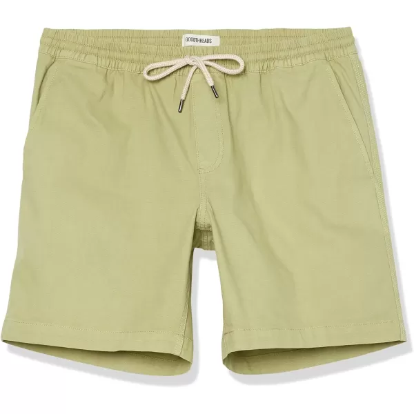 Amazon Essentials Mens SlimFit 7 Pullon Comfort Stretch Canvas Short Previously GoodthreadsLight Olive