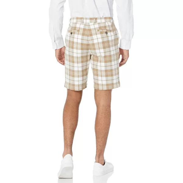 Amazon Essentials Mens SlimFit 9 ShortKhaki Brown Plaid