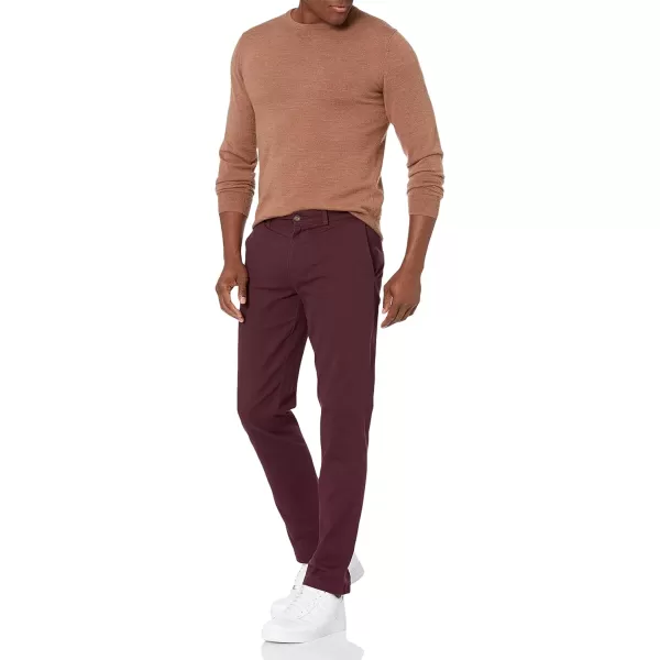 Amazon Essentials Mens SlimFit Casual Stretch Khaki PantBurgundy