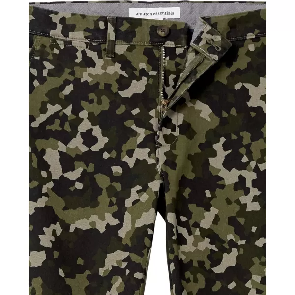 Amazon Essentials Mens SlimFit Casual Stretch Khaki PantOlive Geo Camo