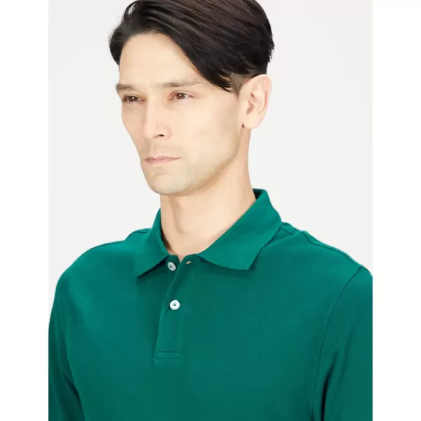 Amazon Essentials Mens SlimFit Cotton Pique Polo ShirtArmy Green