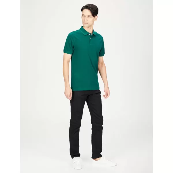 Amazon Essentials Mens SlimFit Cotton Pique Polo ShirtArmy Green