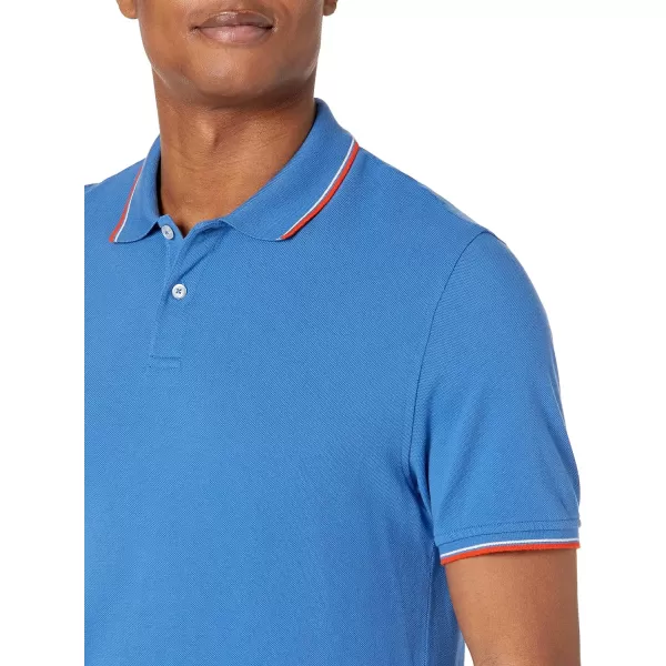 Amazon Essentials Mens SlimFit Cotton Pique Polo ShirtBlueWhiteRed