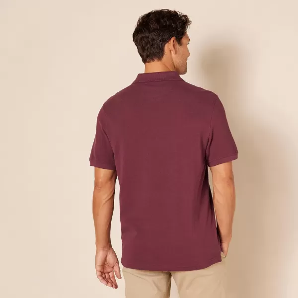 Amazon Essentials Mens SlimFit Cotton Pique Polo ShirtBurgundy