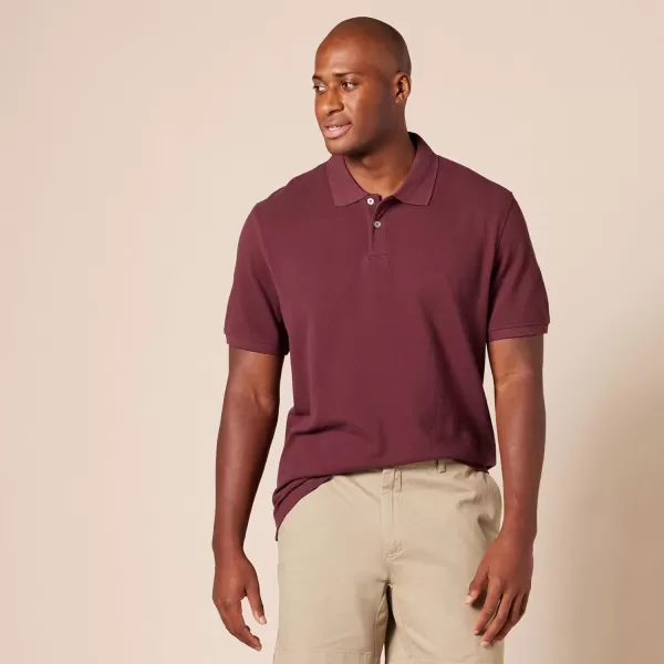 Amazon Essentials Mens SlimFit Cotton Pique Polo ShirtBurgundy