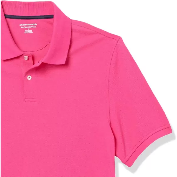 Amazon Essentials Mens SlimFit Cotton Pique Polo ShirtHot Pink