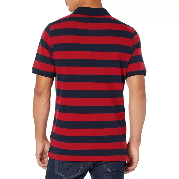 Amazon Essentials Mens SlimFit Cotton Pique Polo ShirtNavy Red Rugby Stripe